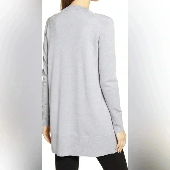 Nordstrom | Grey Everyday Open Front Cardigan Merino Wool Blend Size M Medium - Picture 4 of 14